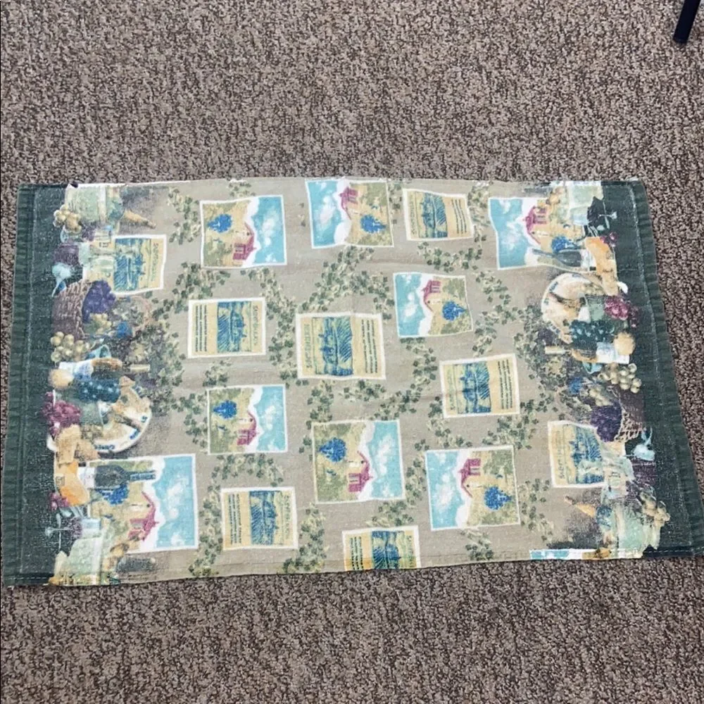 4/$30 Vintage Bath Towel Farmhouse Print Rug No Tag